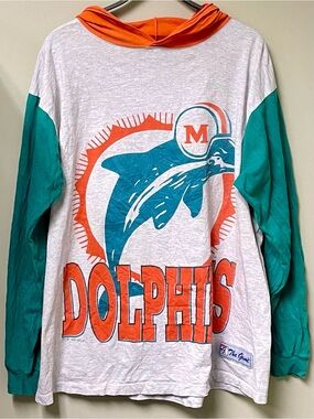 Men’s XL vintage 1993 Miami Dolphins hooded long-sleeve shirt by The Game
